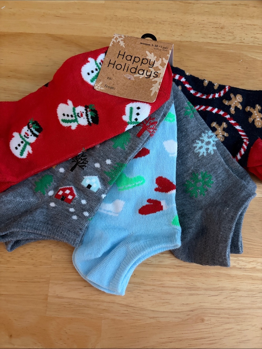 Christmas Holiday No Show Socks- 5 pack